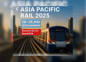 Beitragsbild mit einem Zug auf Schienen zur ASIA Pacific Rail 2025 vom 28.-29.05.25