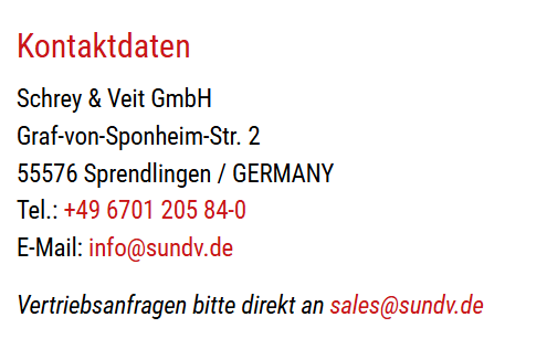 Schrey & Veit GmbH, +496701205840, infosundv.de Kontaktdaten