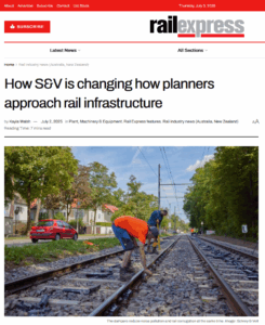 Screenshot from the article within railexpress, man on rails